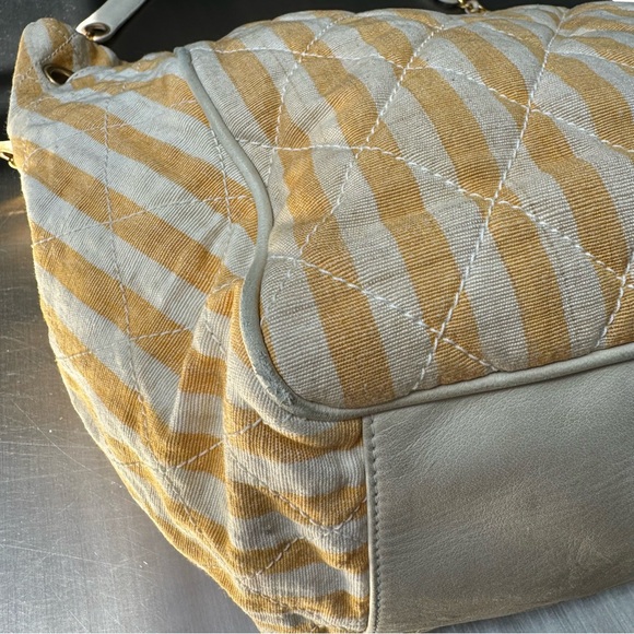 Chanel Vintage Canvas XL Drawstring Crossbody Tote in Yellow - Picture 9 of 14